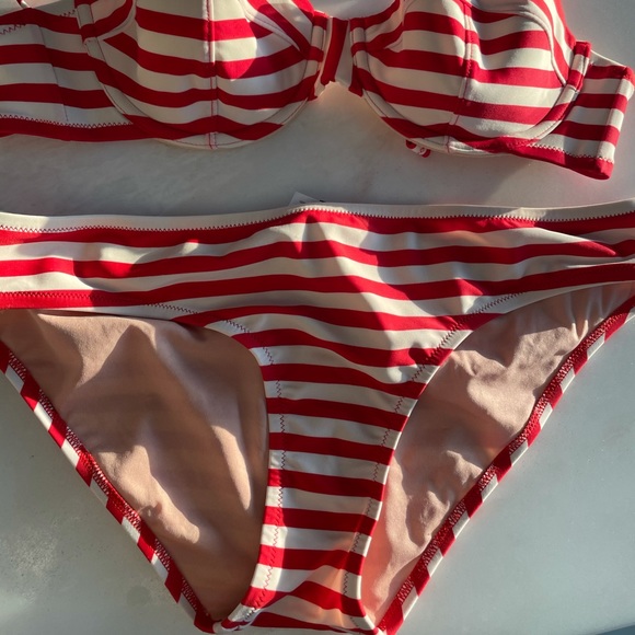J Crew Women’s Red/White Striped Bikini Bottom-Size Medium - Picture 2 of 6